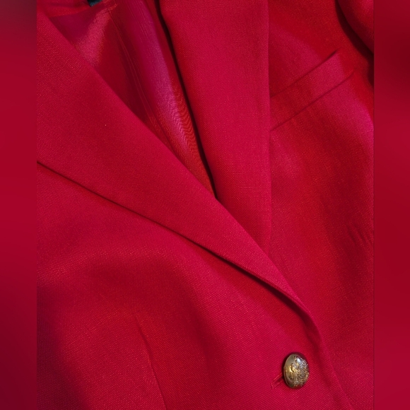 Ralph Lauren Linen Red Blazer With Gold Buttons Old Money 10 Medium - Picture 12 of 12
